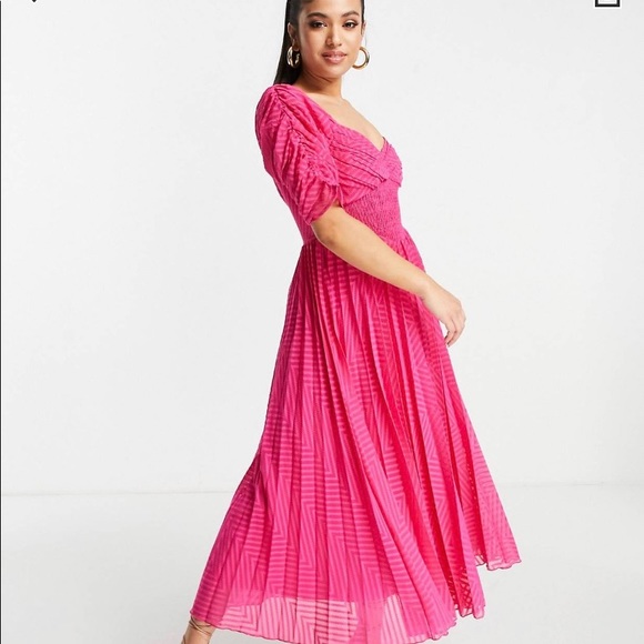 NWT ASOS Design pink midi dress - Picture 1 of 9